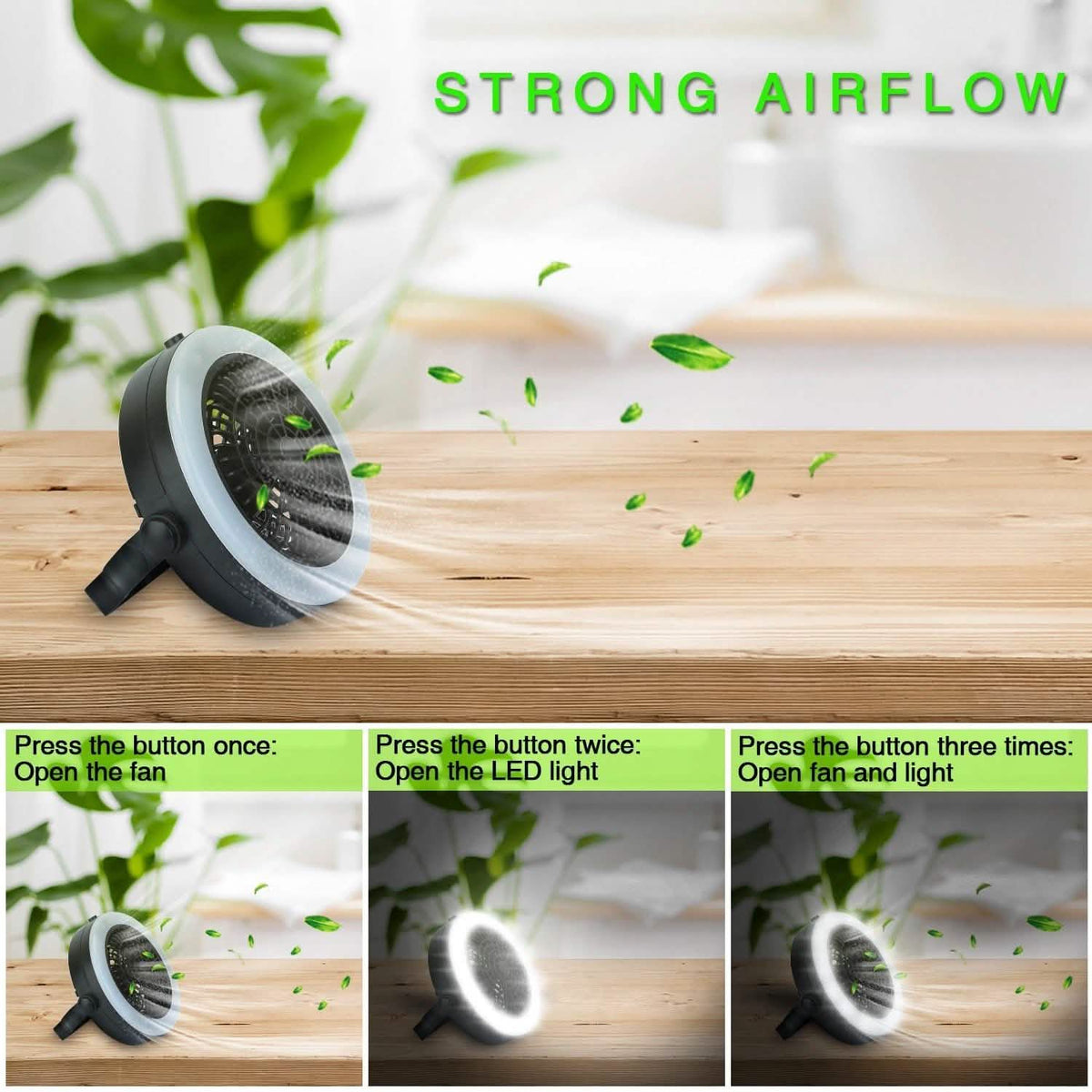 2-in-1 Outdoor Battery/USB Operated Portable Camping LED Fan