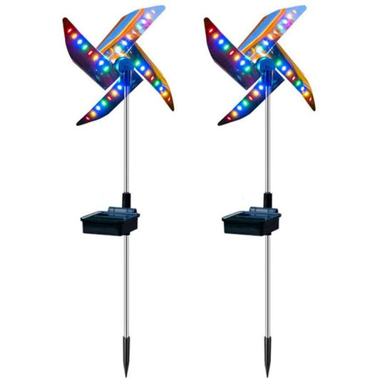 2-Pack: 32LED Outdoor Solar Ground Light Garden Lawn Waterproof Windmill Lamp
