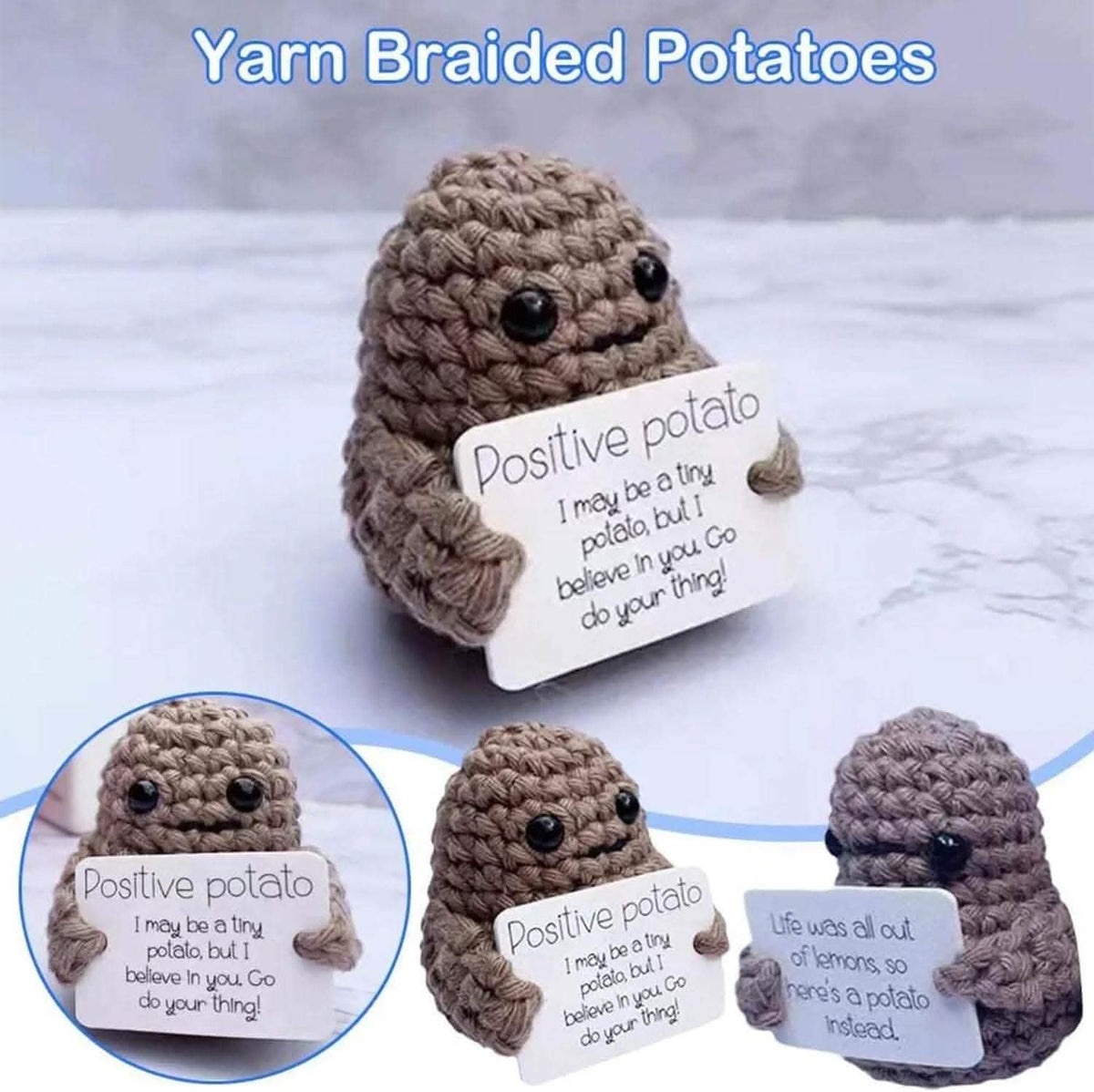 2-Pack: Funny Positive Potato Cute Wool Knitting Doll