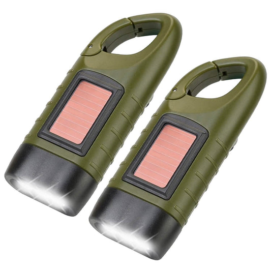 2-Pack: Hand Crank Solar Powered Flashlight