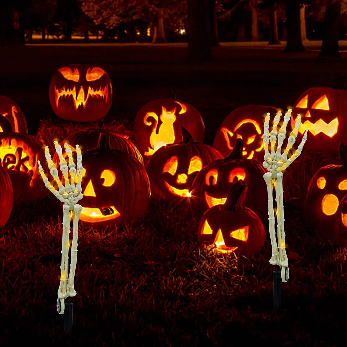 2-Pack: Light Up Skull Arm Stakes