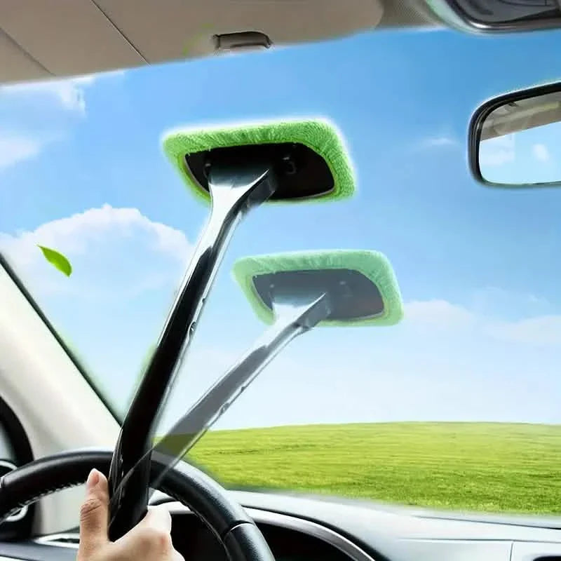 2-Pack: Long Handle Car Window Windshield Cleaner Brush Kit