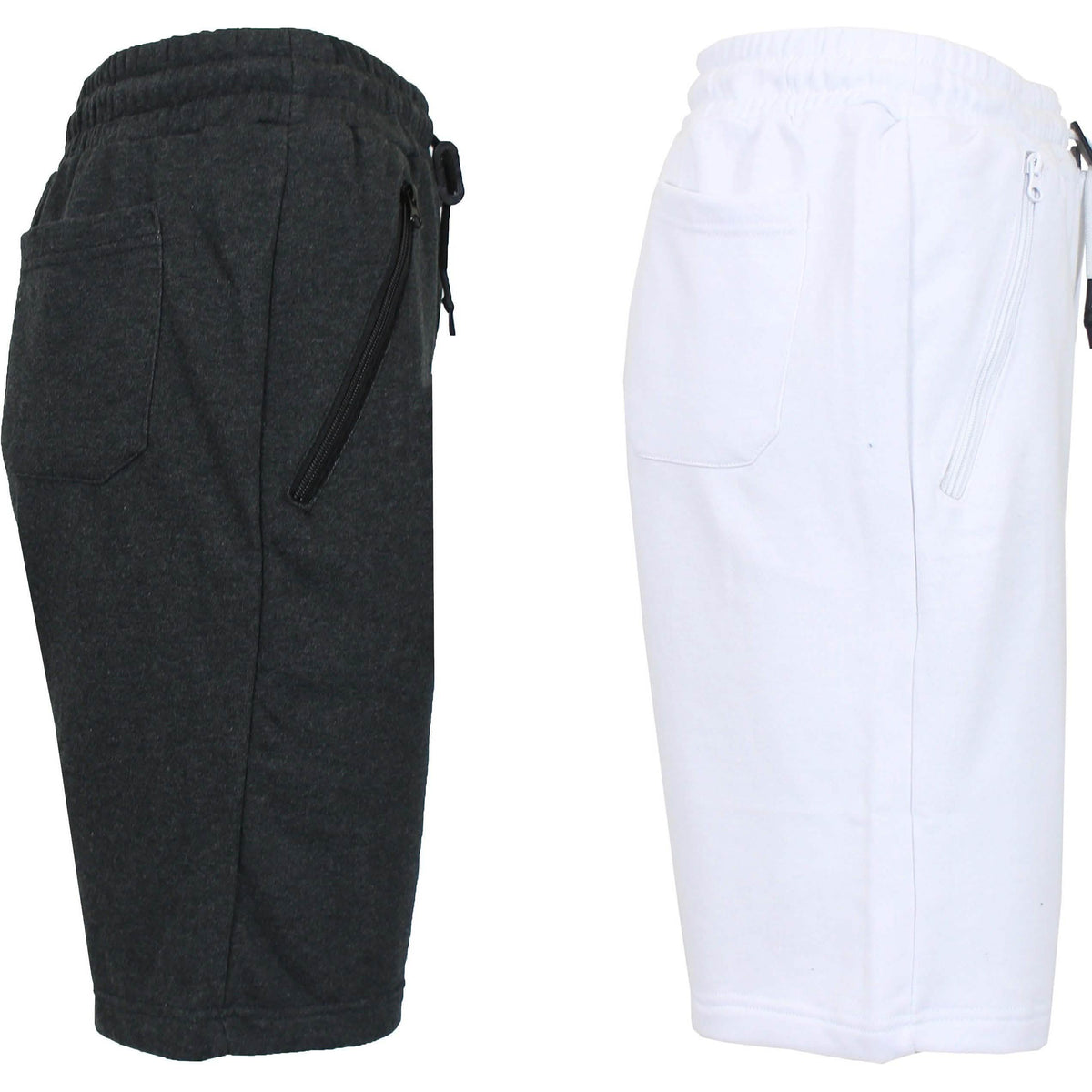 2-Pack: Men's French Terry Zipper Pockets Jogger Sweat Lounge Shorts