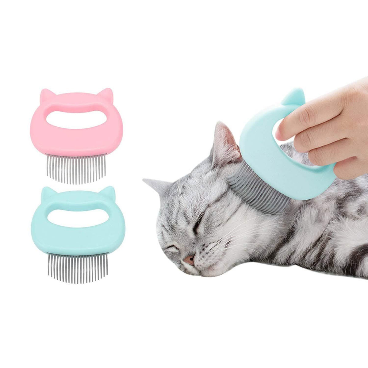 2-Pack: Pet Hair Removal And Massaging Shell Comb Brush For Grooming And Shedding