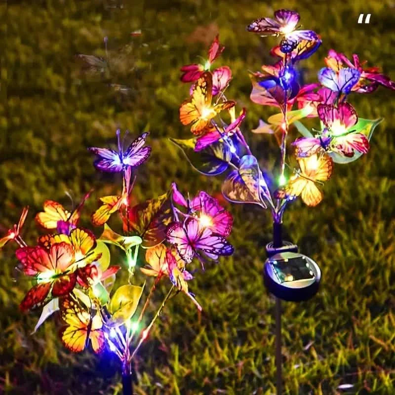 2-Pack: Solar-Powered Butterfly Flower Lamp