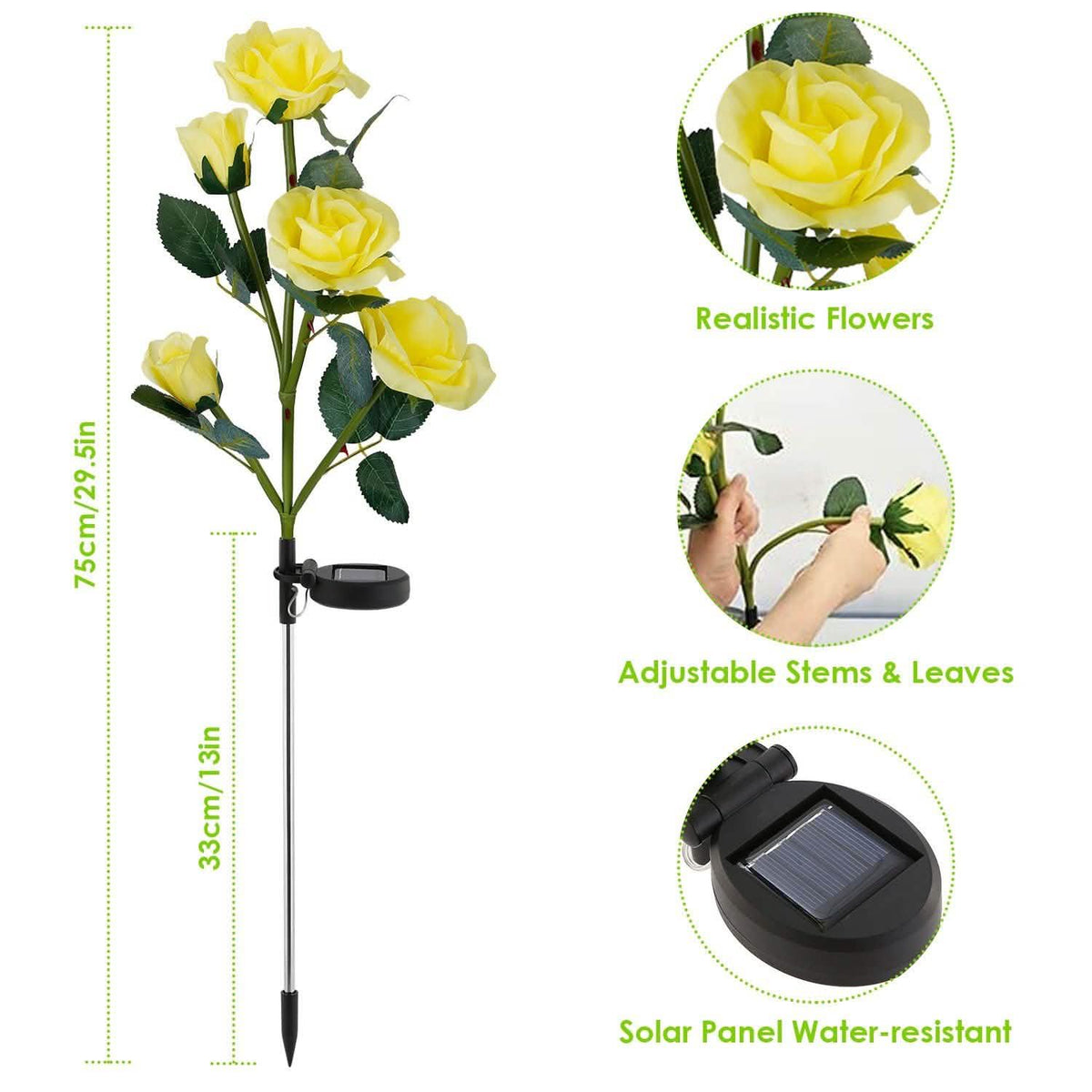 2-Pack: Solar Powered Rose Flower LED Decorative Lamp