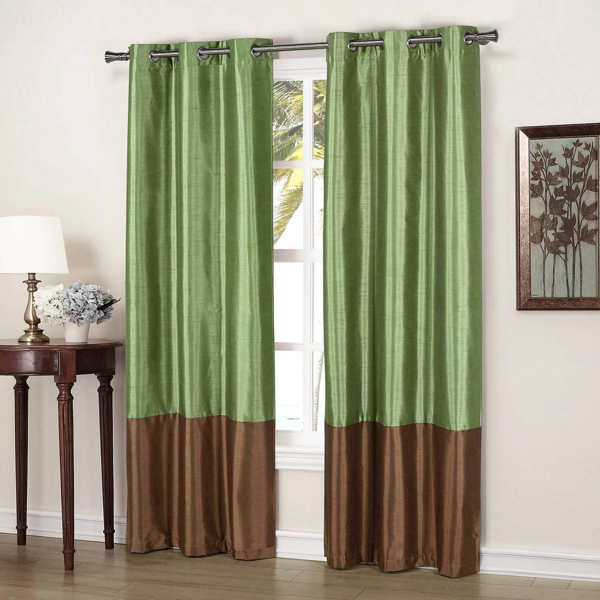 2-Pack: Striped Thermal Insulated Blackout Window Curtain Set