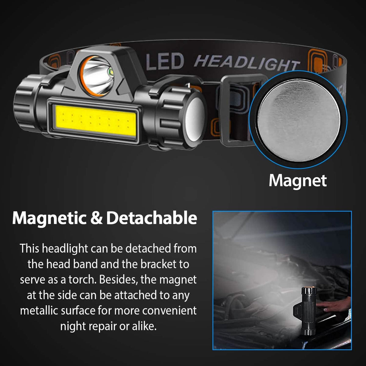 2-Pack: Waterproof Rechargeable Headlamp