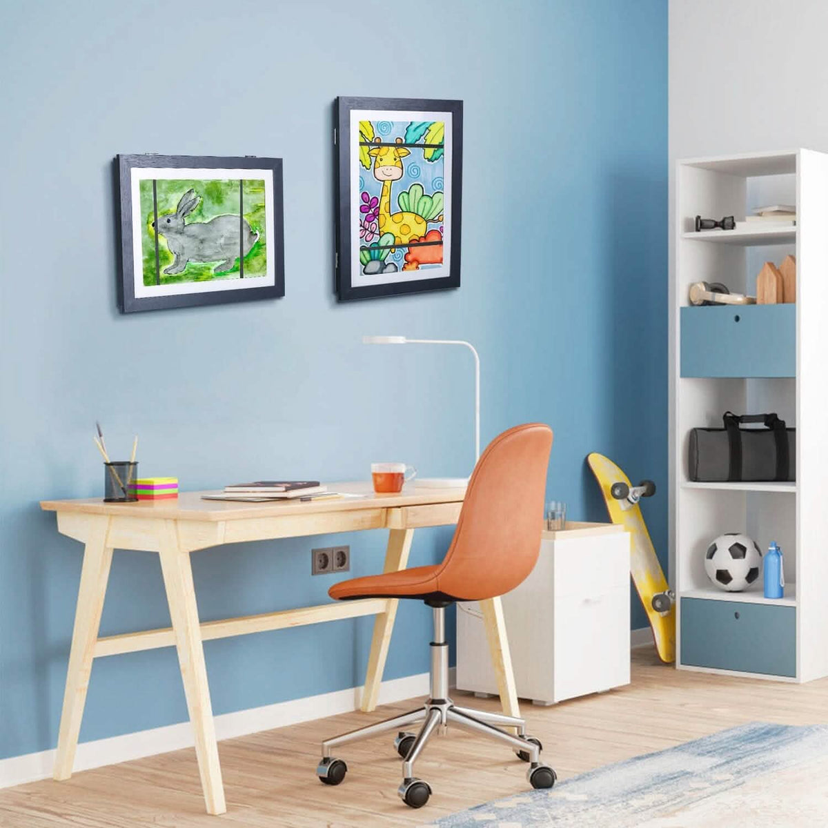 2-Piece: Kids Art Frame Front Opening Wooden Picture Frame