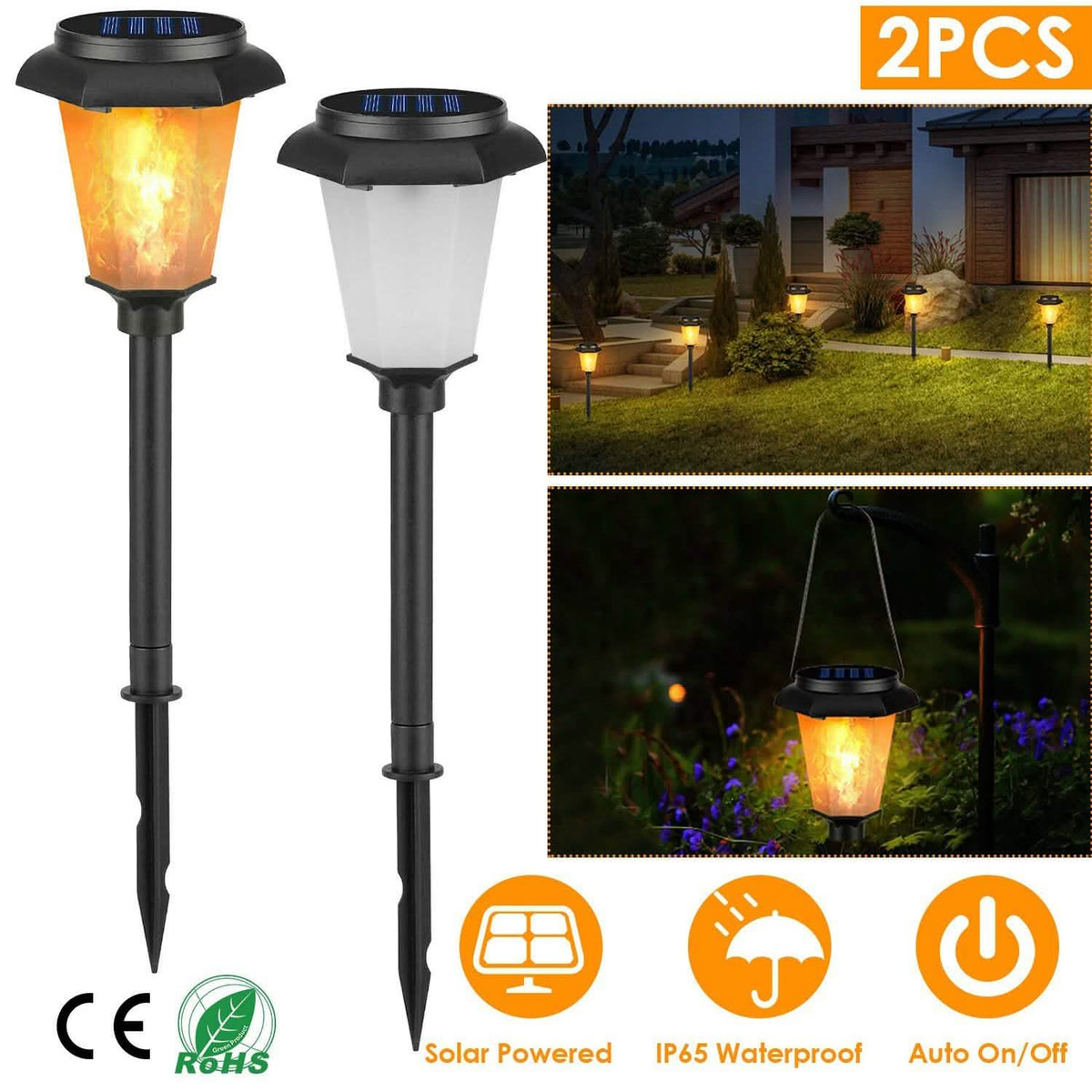 2-Piece: Solar Flame Torch Light
