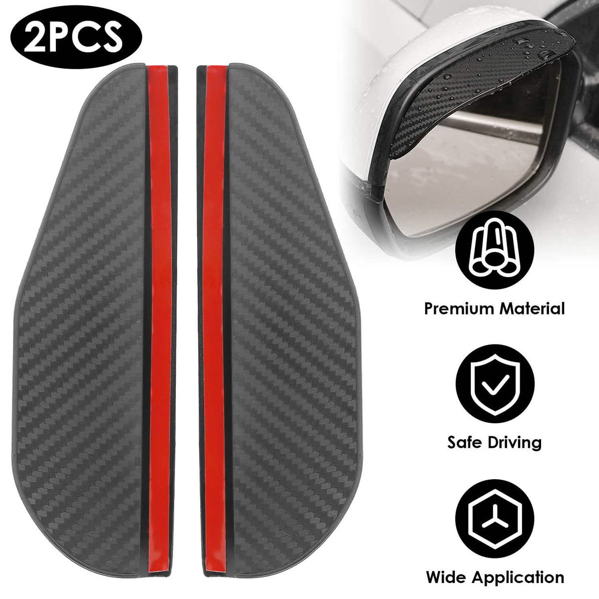 2-Pieces: Car Side Mirror Rain Guard