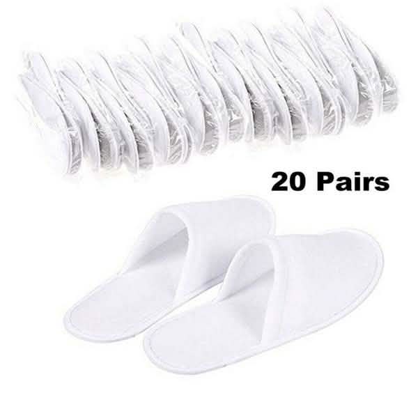 20-Pairs: Spa Hotel Guest Soft Slippers Closed Toe Disposable Travel Slipper