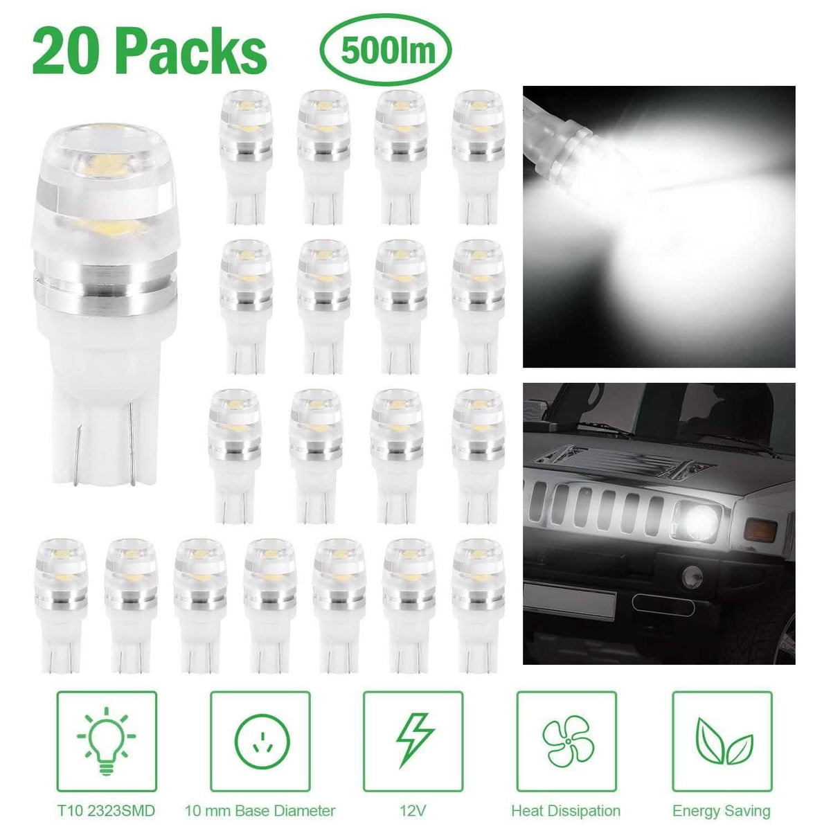 20-Piece: LED Car Light Bulbs