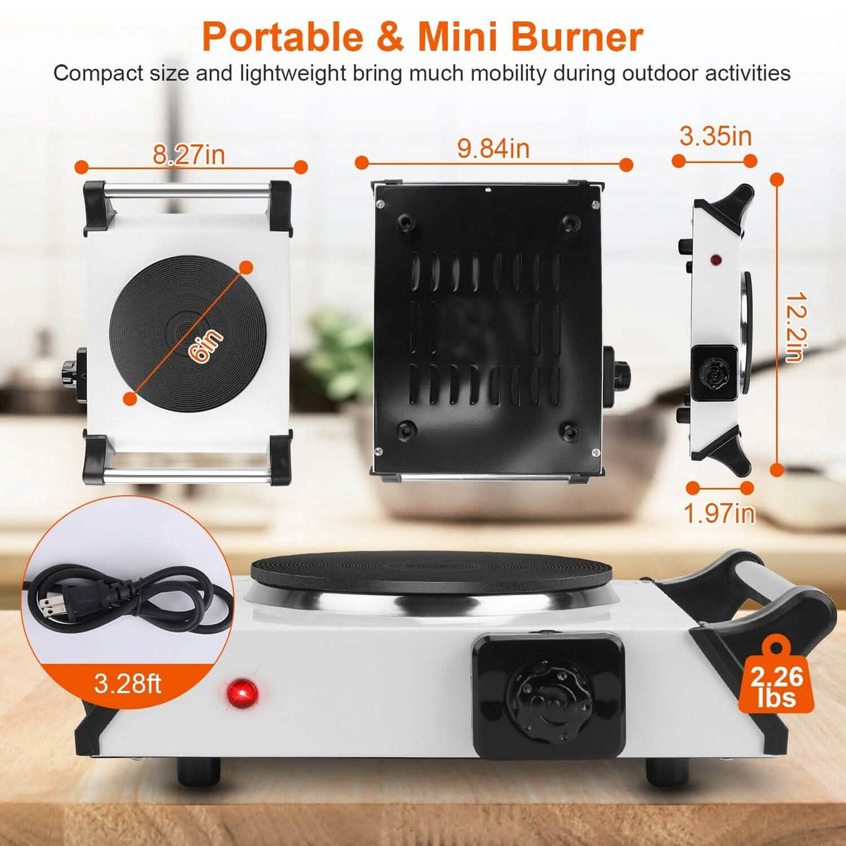 2000W Electric Burner Portable Coil Heating Hot Plate Stove Countertop