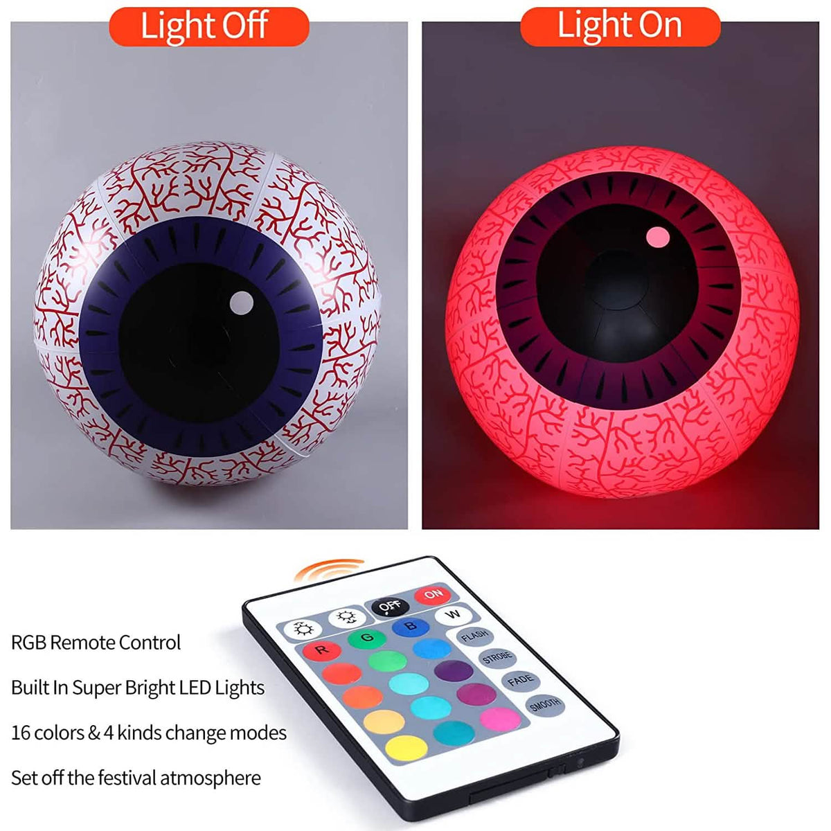 24-Inch Halloween Inflatable Ghost Eyeball Decor