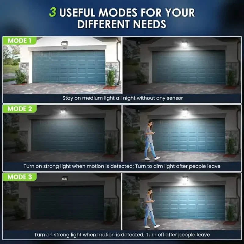 126 LED Solar Outdoor Lights Cold White Motion Sensor 270° Wide Angle Lighting Security Solar Powered Flood Lights