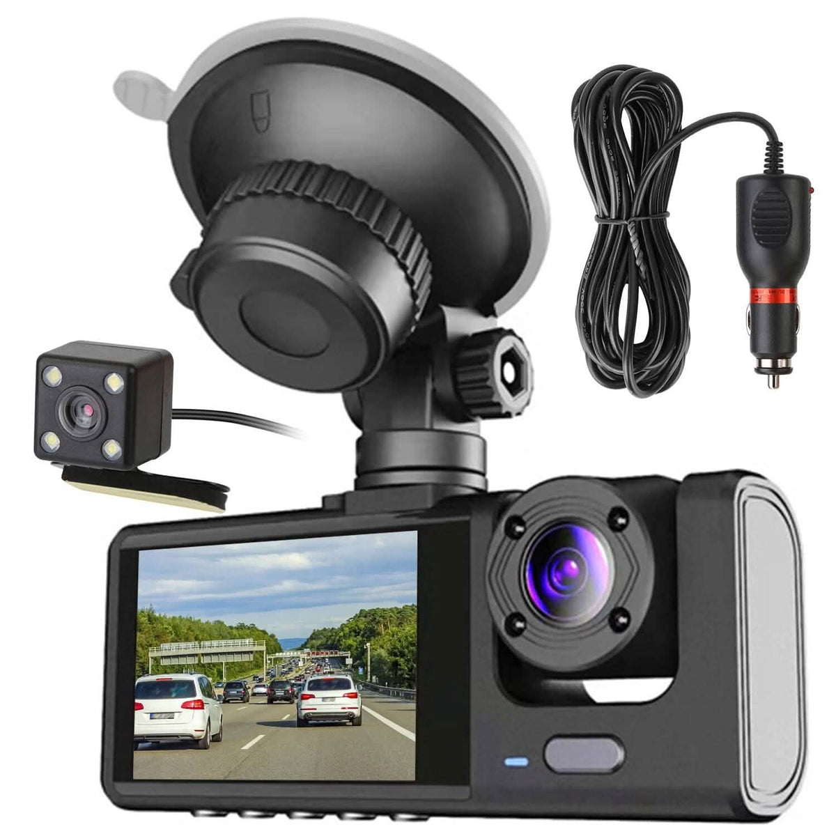 3 Channel Car DVR Dash Cam Video Recorder