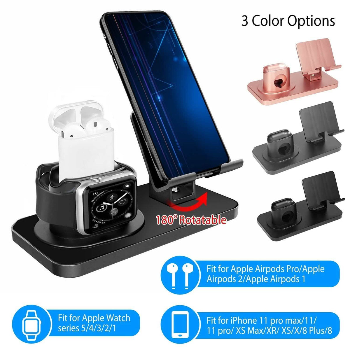 3-in-1 Charging Dock Station Phone Charger Stand Holder