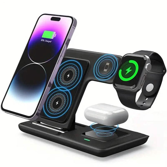 3-in-1 Wireless Charger Qi Fast 15W Charging Stand Pad