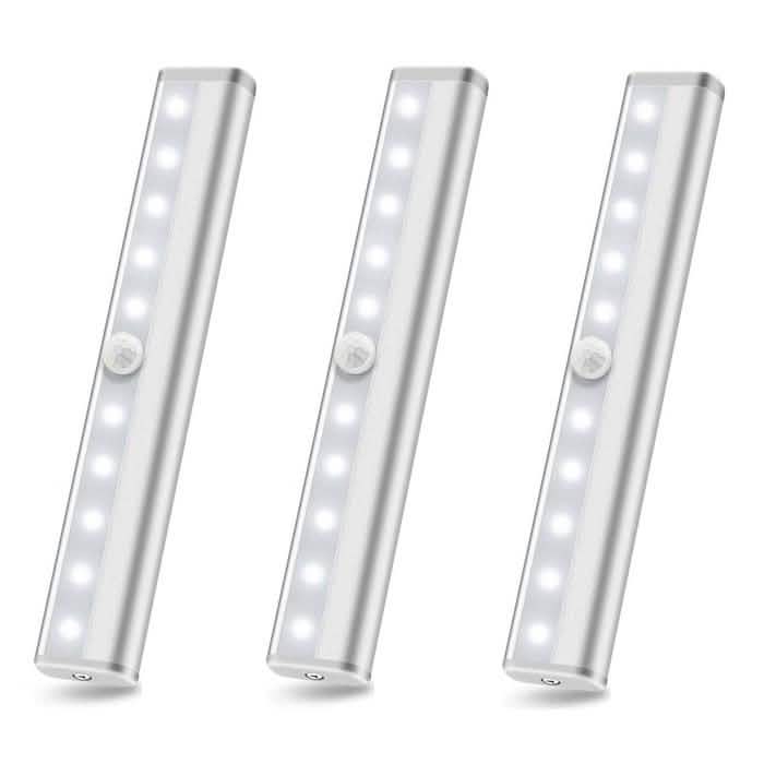 3-Pack: 10-LED Motion Sensor Stick on Light Bars