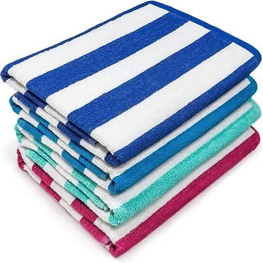 3-Pack: 30" x 60" Ultra-Soft 100% Cotton Striped Pool Cabana Hotel Beach Towels