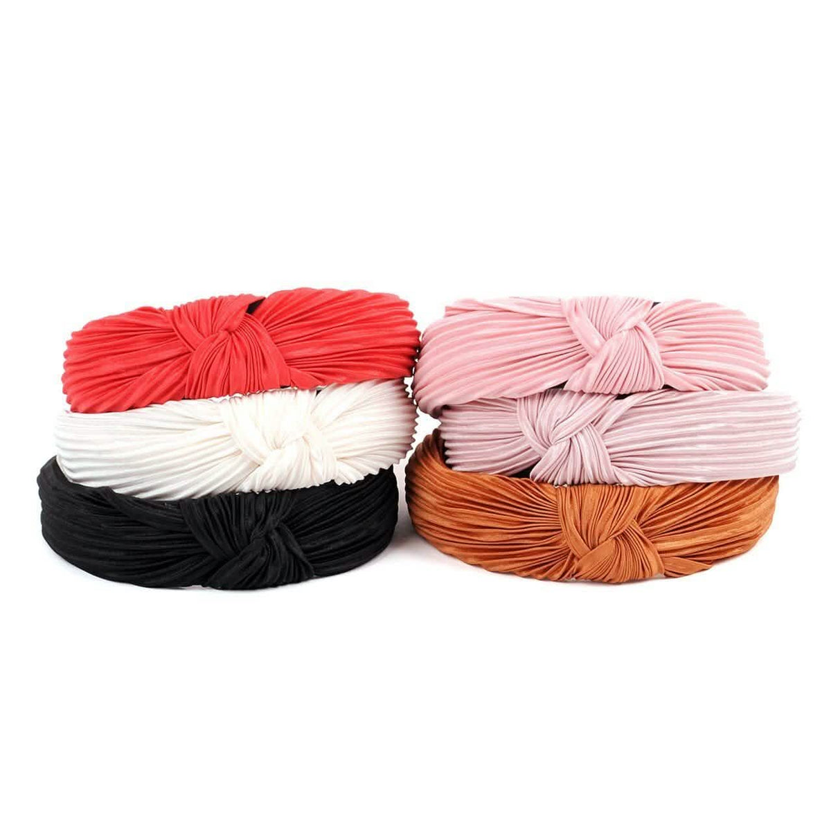 3-Pack: Pleated Solid "C" Shaped Head Band