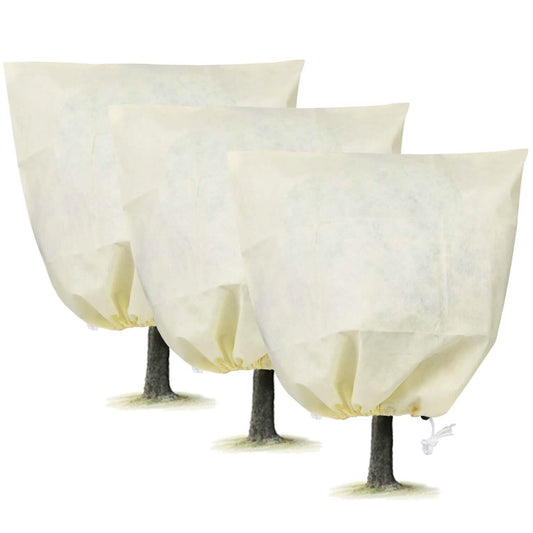 3-Pieces: Winter Plant Cover Bags with Drawstring