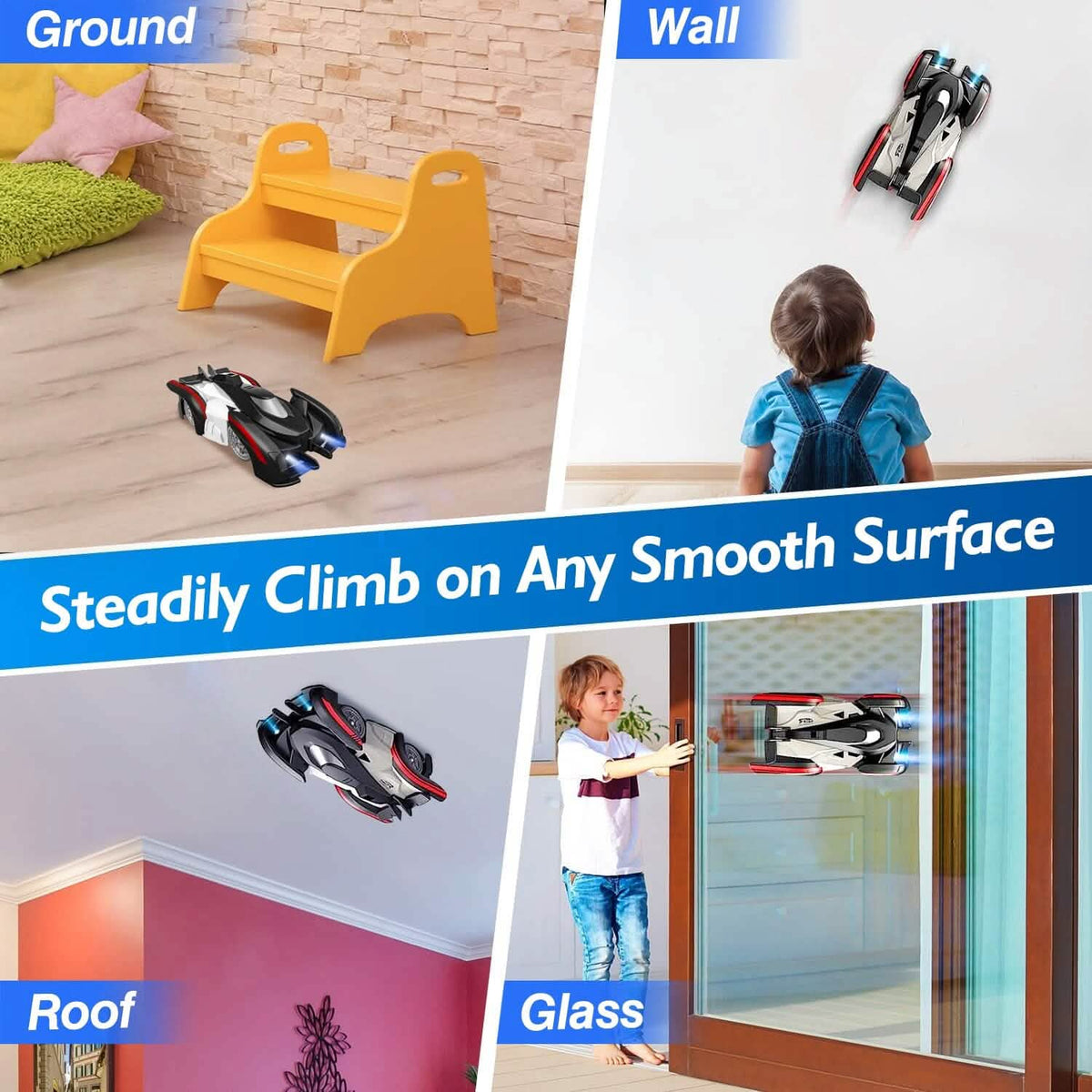 360¬∞ Rotating Electric Wall Climbing Remote Control Dual Mode Car