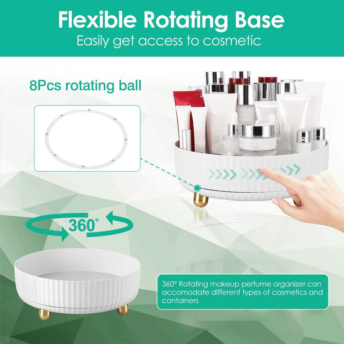 360¬∞ Spinning Perfume Cosmetic Storage Tray 22Lbs Load