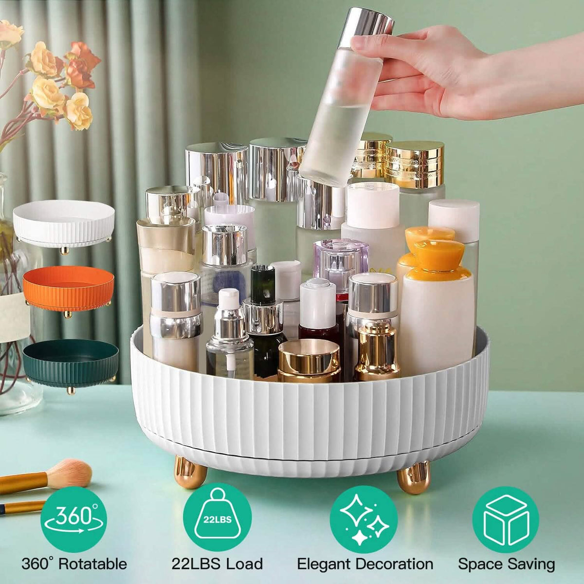 360¬∞ Spinning Perfume Cosmetic Storage Tray 22Lbs Load