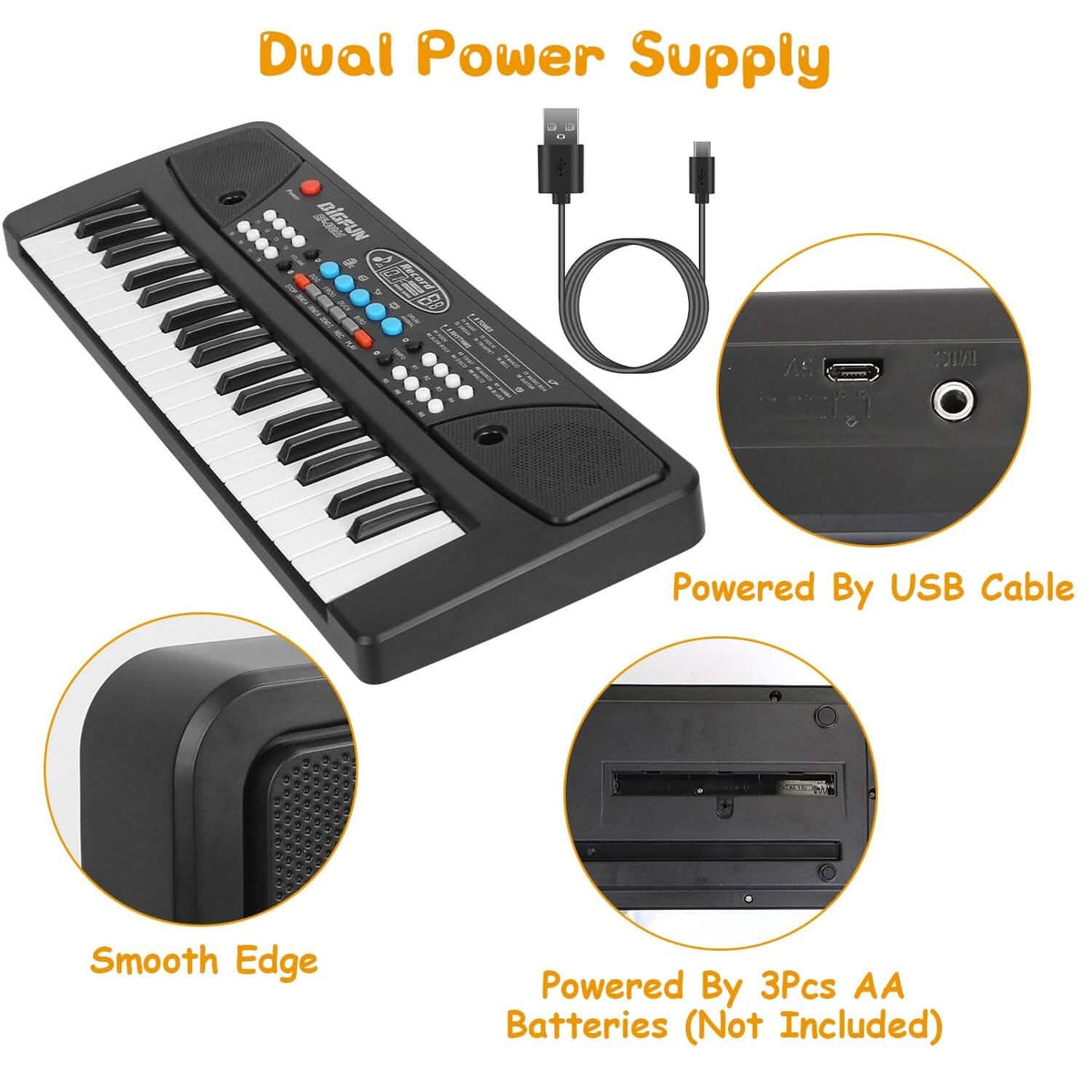 37 Keys Digital Music Electronic Keyboard Instrument with Microphone