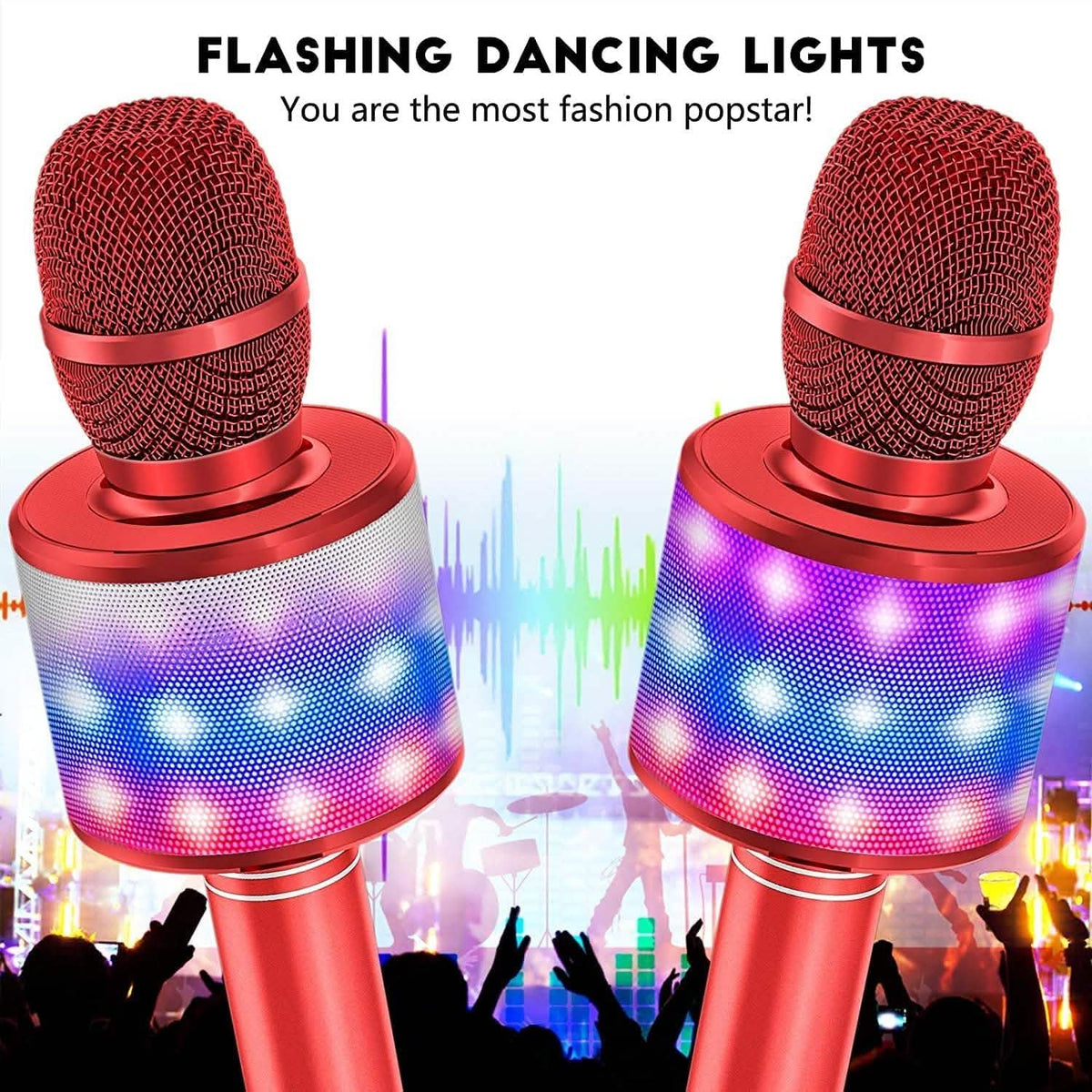 4-in-1 Karaoke Machine Microphone with LED Lights