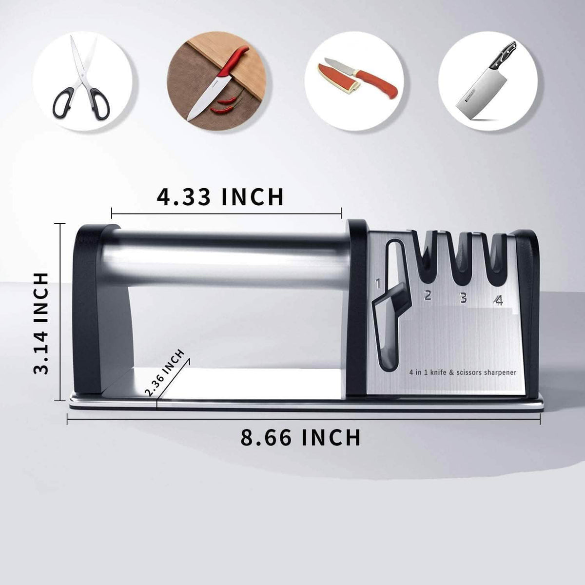 4-in-1 Kitchen Blade and Scissor Sharpening Tool