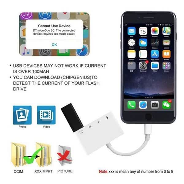 4-in-1 SD/TF Card Reader USB 2.0 Female OTG Adapter Cable
