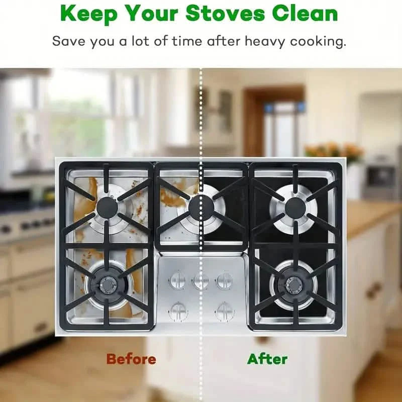 4-Pack: Gas Stove Burner Covers - Reusable Non-Stick PVC Stovetop Protector Liners
