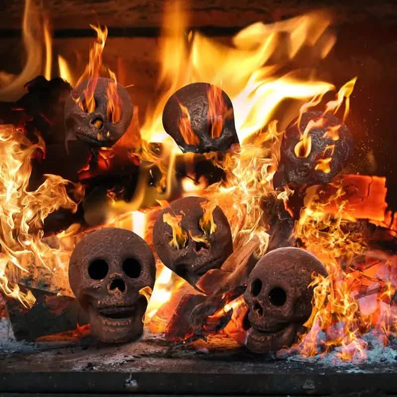 4-Pack: Halloween Fire Pit Skull Ceramic Props