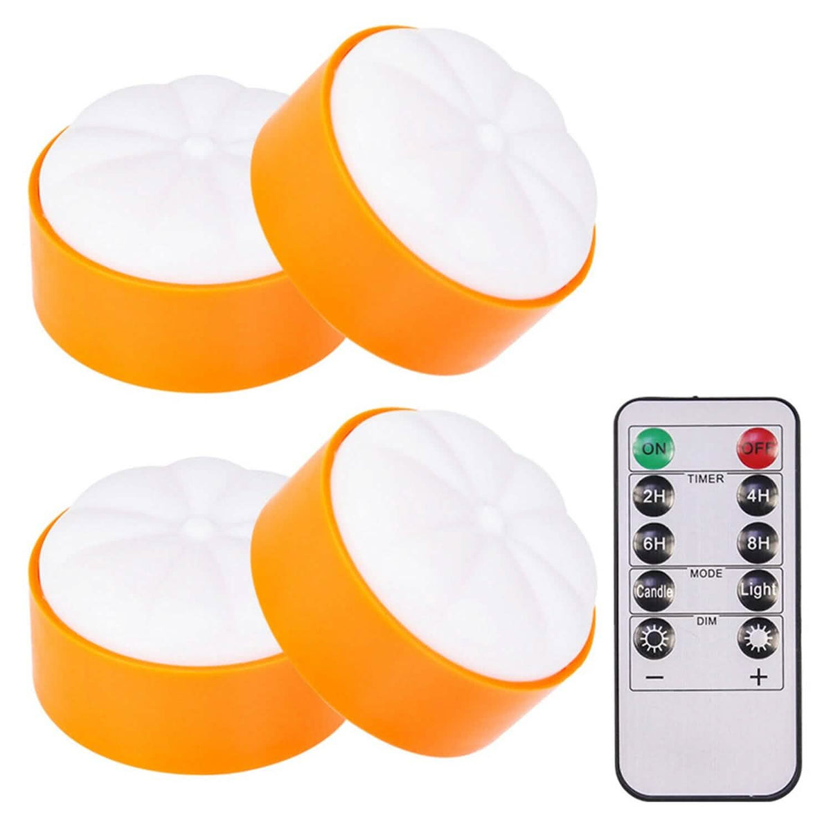 4-Pack: Halloween LED Pumpkin Lights Battery Operated with 2 Light Modes 4 Timer Setting