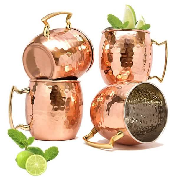 4-Pack: Hammered Copper Plated Moscow Mule Mug