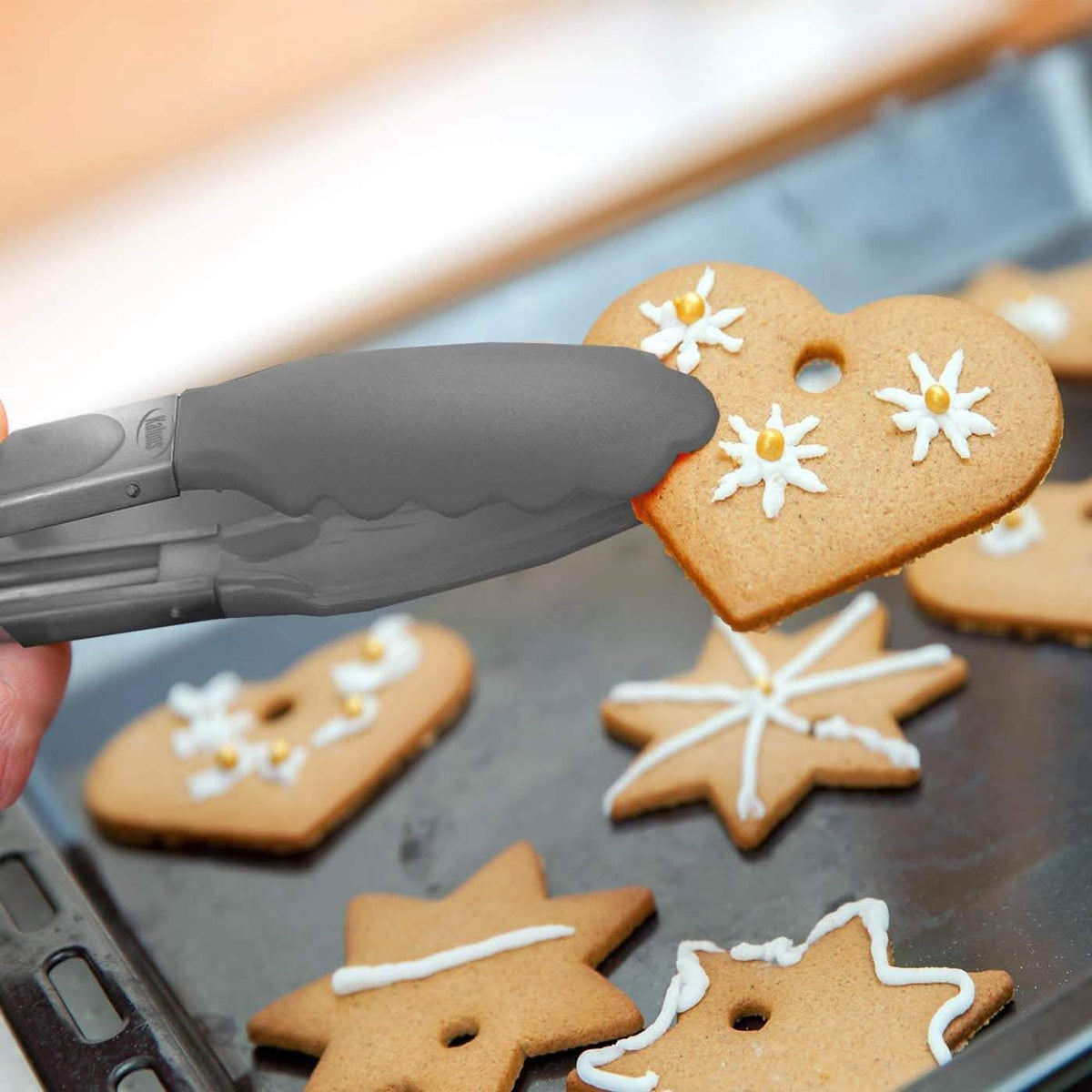4-Pack: Kaluns Kitchen Tongs for Cooking with Silicone Spatula