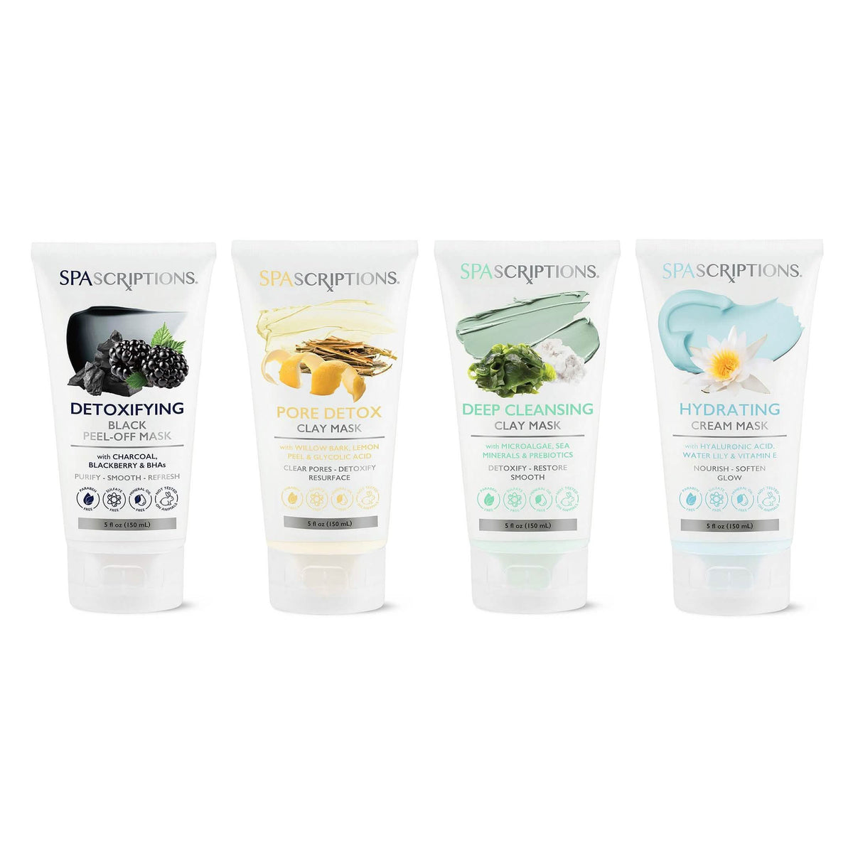4-Pack: Spascriptions Clay, Cream and Peel-Off Masks