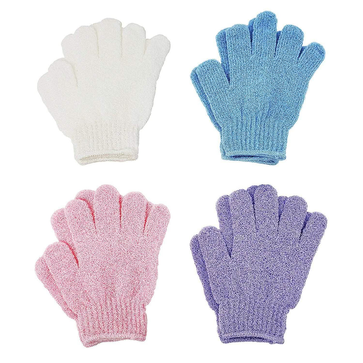 4-Pairs: Exfoliating Gloves - Premium Scrub Wash Mitt for Bath or Shower