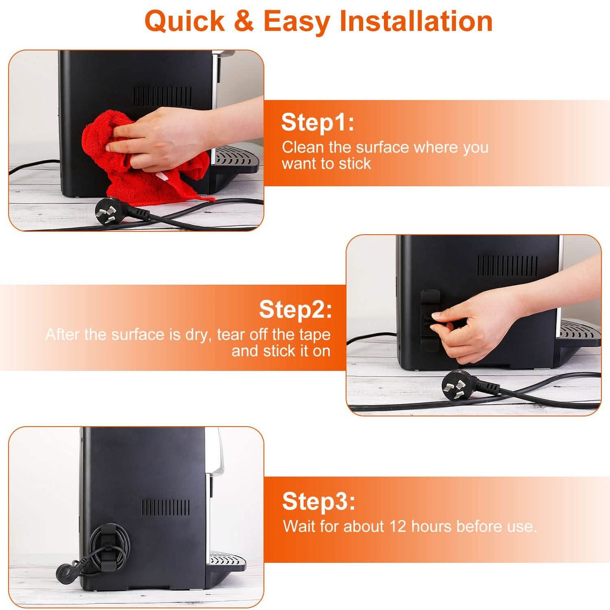 4-Piece: Cord Organizers Self-Adhesive Appliances Cord Holder
