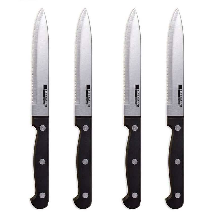 4-Piece Set: Steak Knife Set Stainless-Steel Serrated Blades