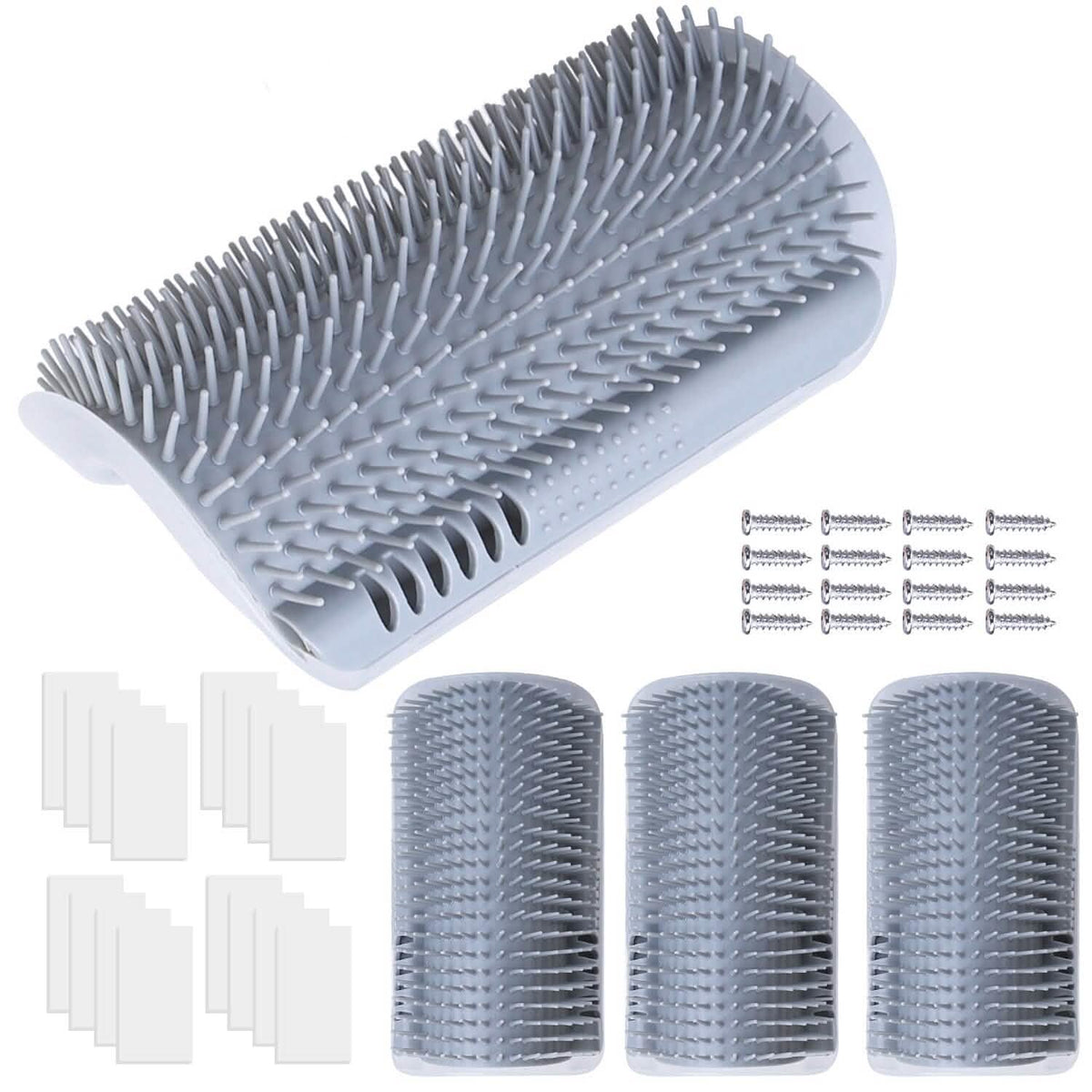 4-Pieces: Cat Self Groomer Soft Silicone Wall Corner Scratcher