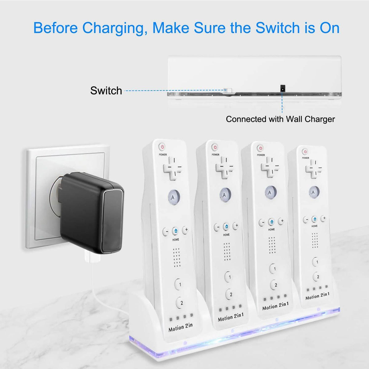 4 Remotes Charging Dock