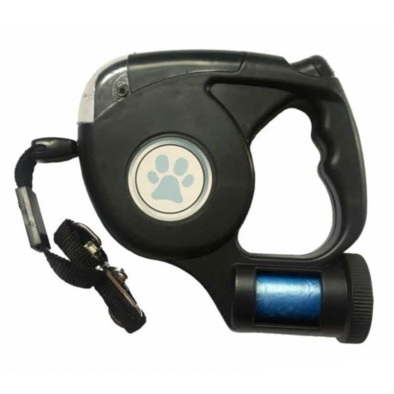 4.5M LED Flashlight Extendable Retractable Pet Dog Leash Lead with Garbage Bag