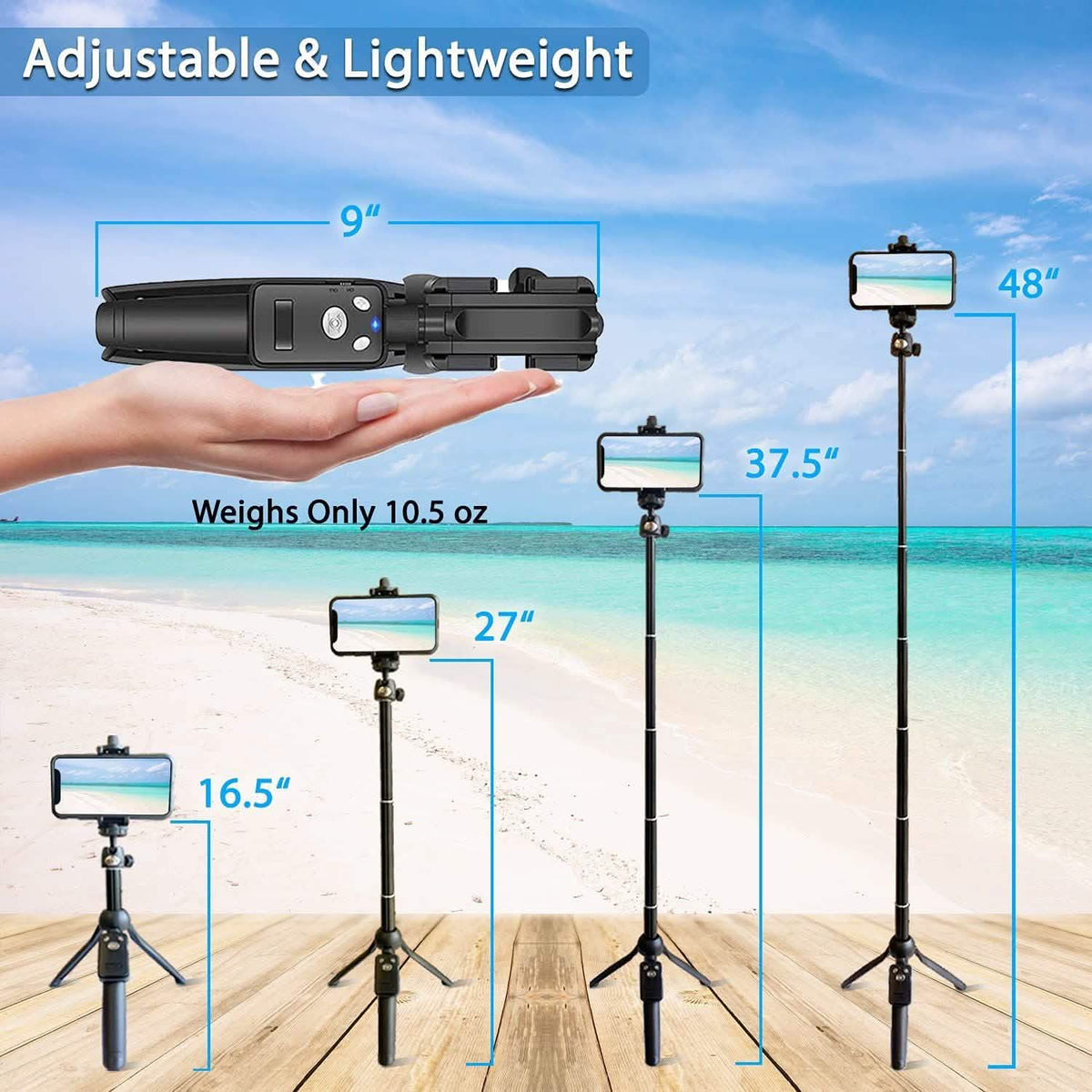 48" Portable Selfie Stick and Tripod