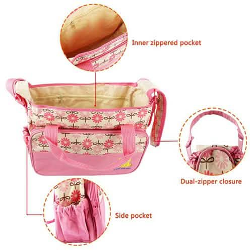 5-Pack: Baby Nappy Diaper Bag Set