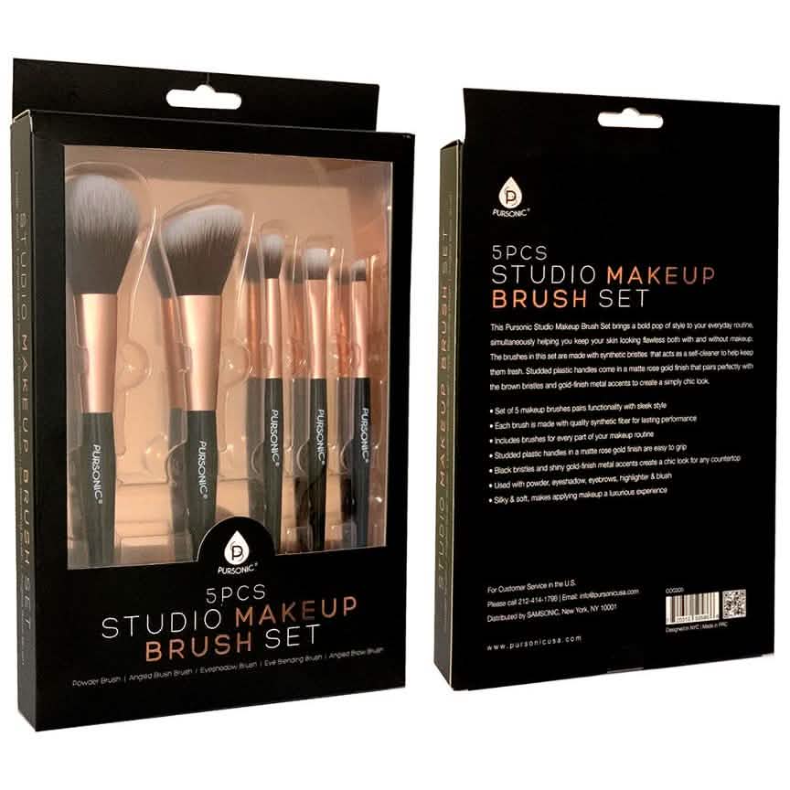 5-Piece: Pursonic Studio Makeup Brush Set