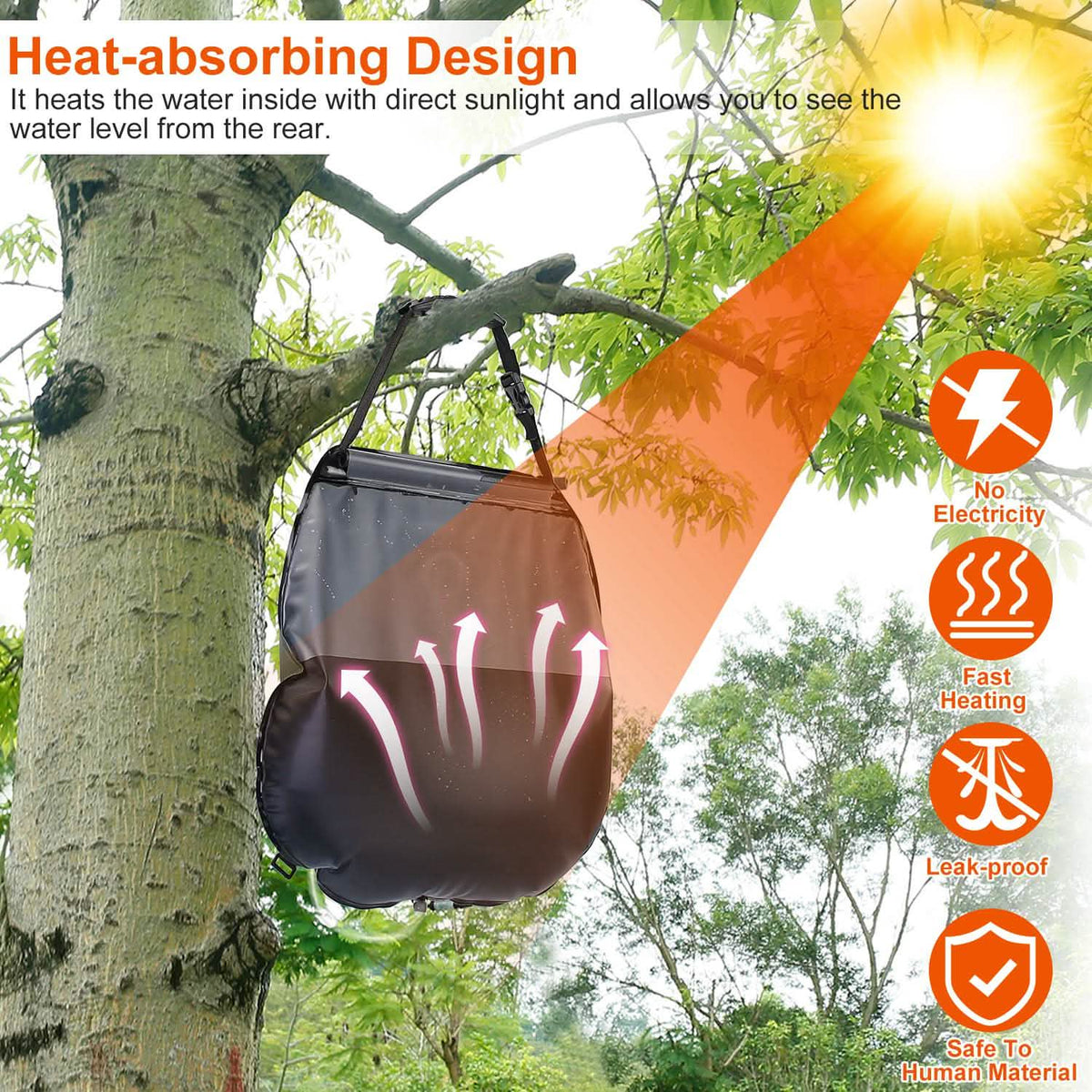 5Gal Solar Heating Camping Shower Bag